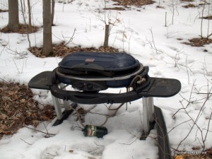 Coleman grill at Hoxie Gorge lean-to