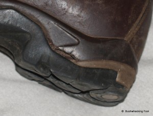 Damaged hiking boot