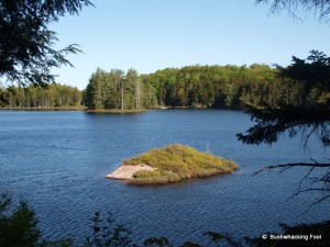 Rock island on Evergreen Lake